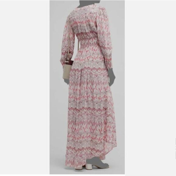 $515 Taj by Sabrina Women's Pink Kastoria Seashell Long-Sleeve Maxi Dress Size S - Picture 2 of 4